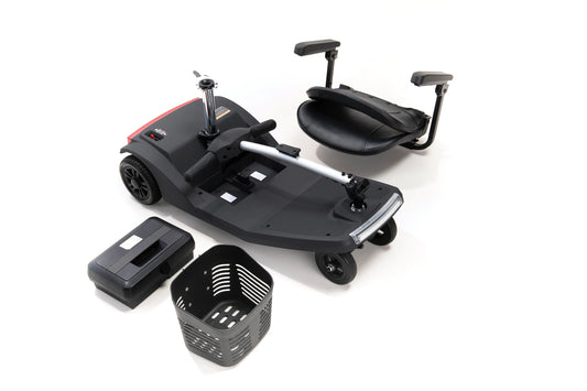 Black Keepmobile Scooters Drive Air Active mobility scooter with adjustable seat and control panel for easy outdoor mobility.