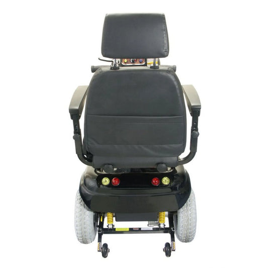 Electric Mobility Rascal 850 mobility scooter showing its sturdy frame, comfortable seat, and control panel for easy riding.
