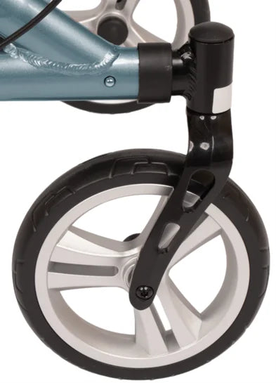 Drive Nitro SL lightweight rollator with blue frame and sturdy tires, designed for easy mobility and support.