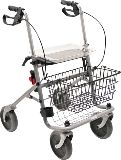 Keepmobile Scooters Cristallo standard rollator with four wheels, adjustable handles, and a sturdy frame for mobility assistance.