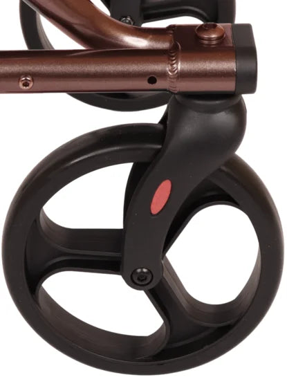 Drive Rollator Torro with red frame and sturdy wheels, designed for mobility support and outdoor use.
