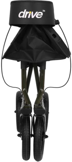 Folded DRIVE Torro Outdoor rollator with tan green frame, compact design, and adjustable handles for outdoor mobility.