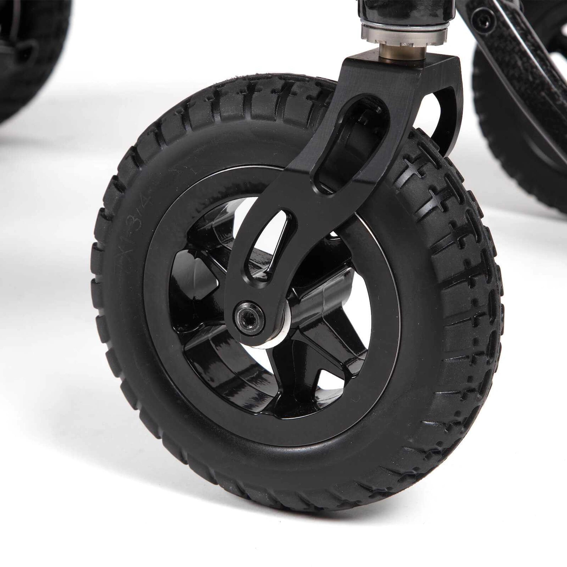 Drive AirFold PowerChair in black, showing its compact foldable design and sturdy frame for convenient mobility.