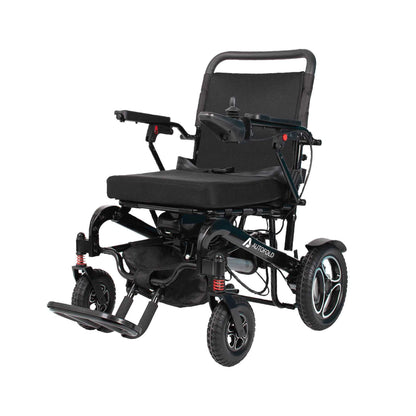 Drive AutoFold PowerChair in black with compact design, featuring a sturdy frame and easy-to-use controls for mobility assistance.