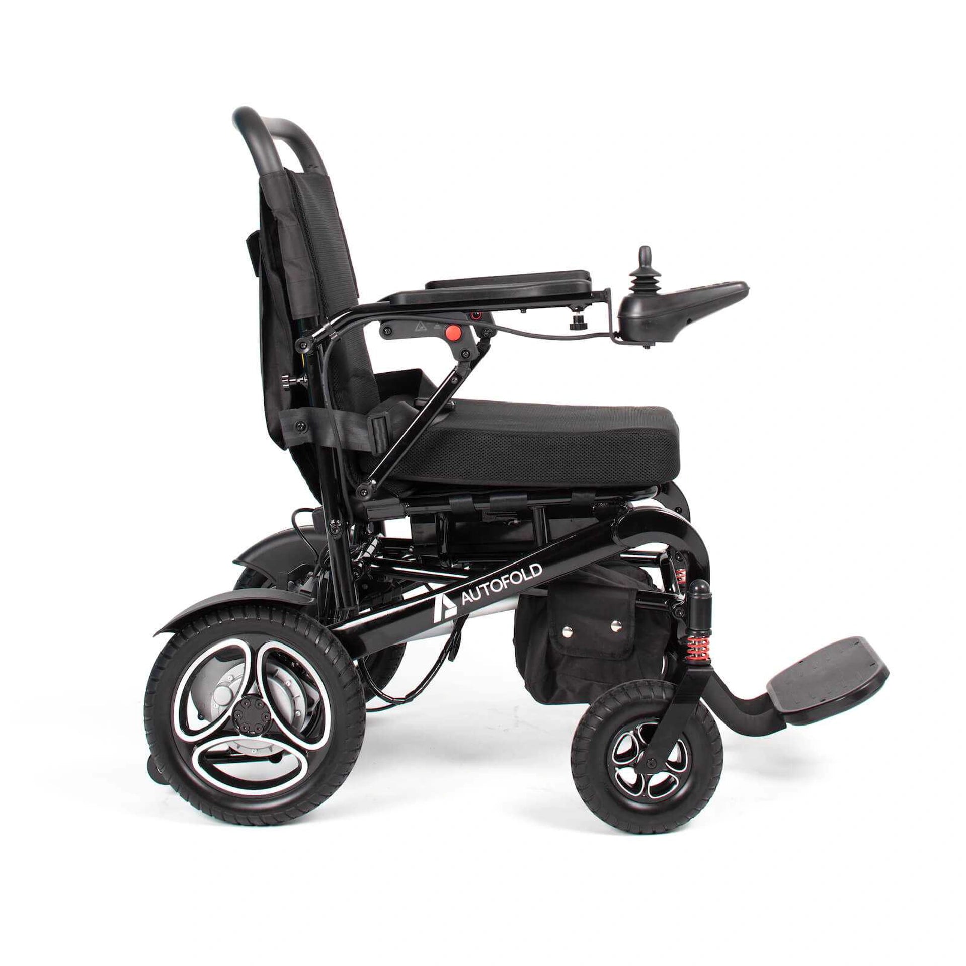 Drive AutoFold PowerChair in black, compact electric wheelchair with foldable design and comfortable seating.
