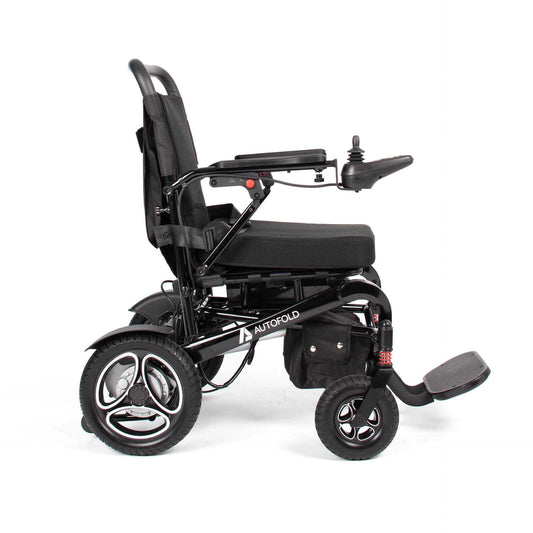 Drive AutoFold PowerChair in black, compact electric wheelchair with foldable design and comfortable seating.