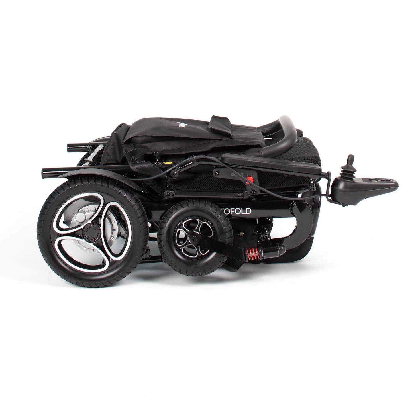 Drive AutoFold PowerChair in black, compact mobility scooter with foldable design and sturdy frame.