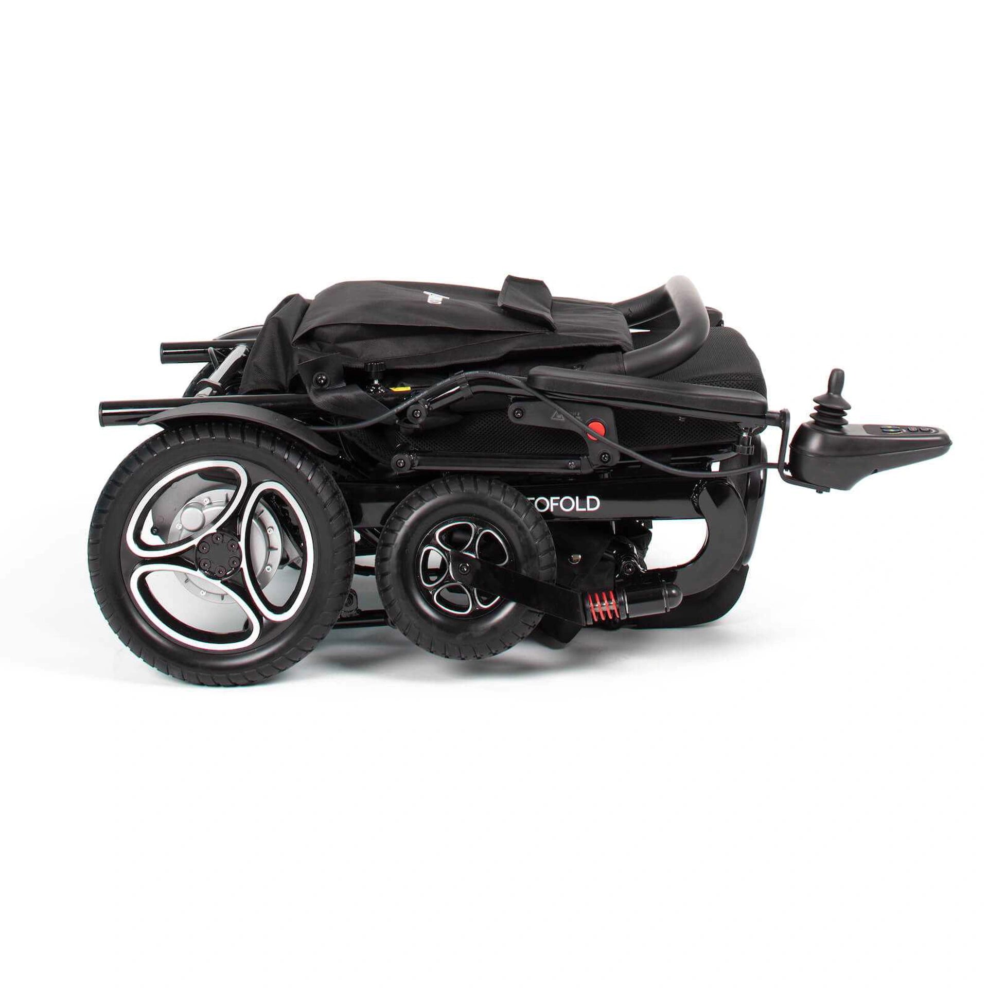 Drive AutoFold PowerChair in black, compact mobility scooter with foldable design and sturdy frame.
