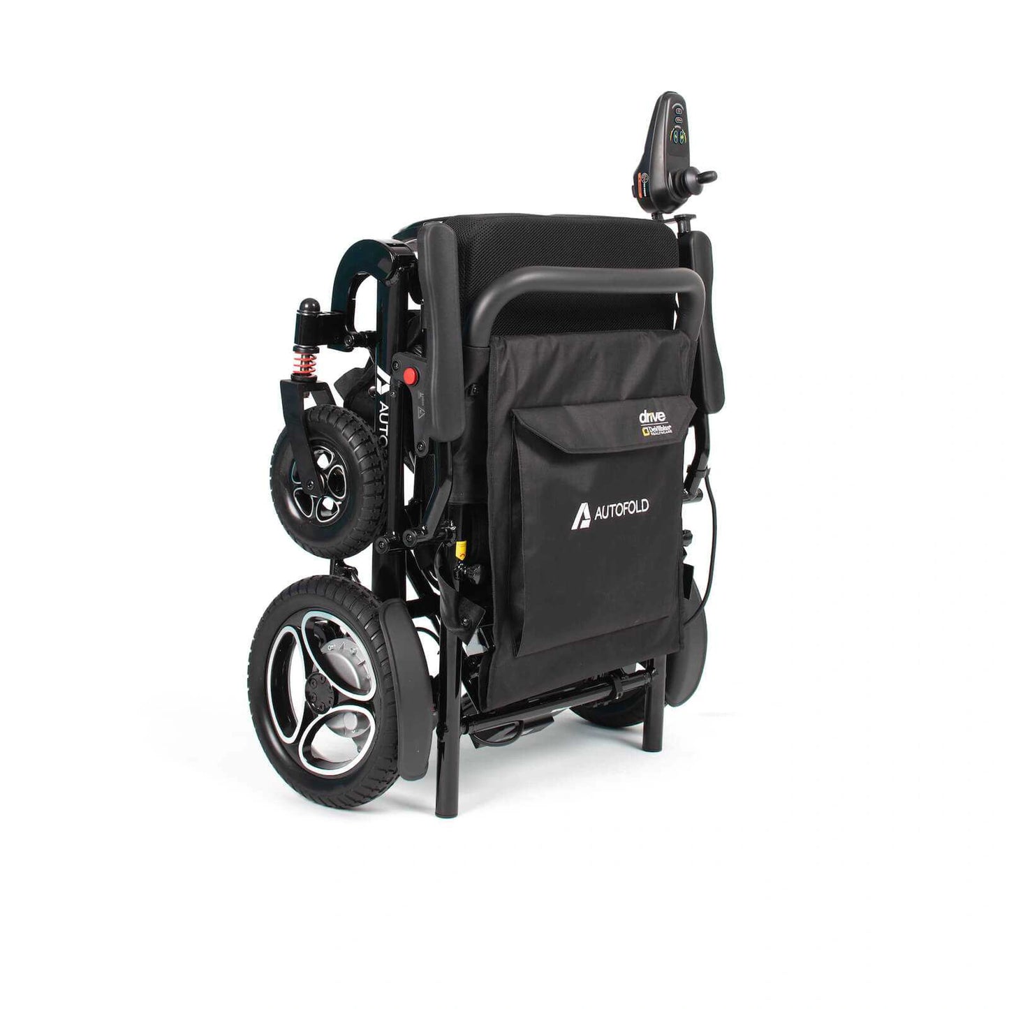 Drive AutoFold PowerChair in black, featuring a compact design and adjustable seat for easy mobility and comfort.