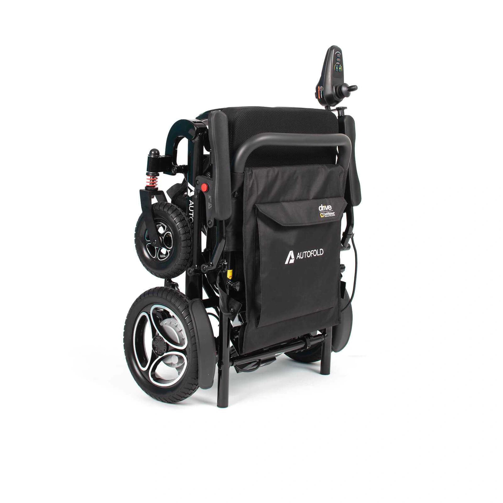 Drive AutoFold PowerChair in black, featuring a compact design and adjustable seat for easy mobility and comfort.