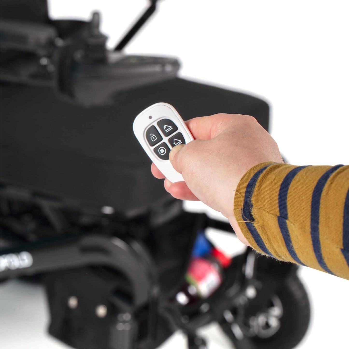 Drive AutoFold PowerChair in black, compact electric mobility scooter with foldable design and adjustable features.