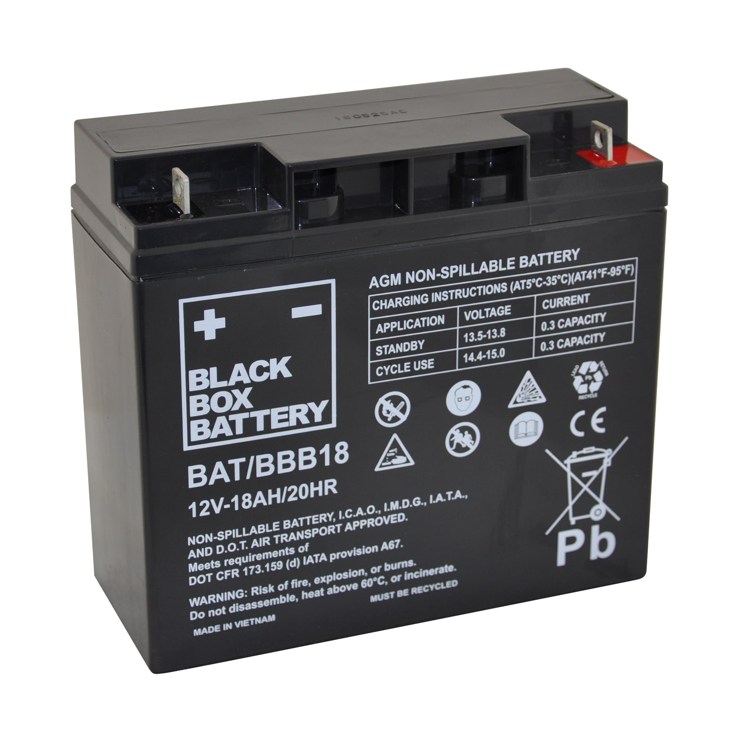 Black AGM battery for scooters, branded Keepmobile Scooters, shown in the image with detailed terminals and compact design.