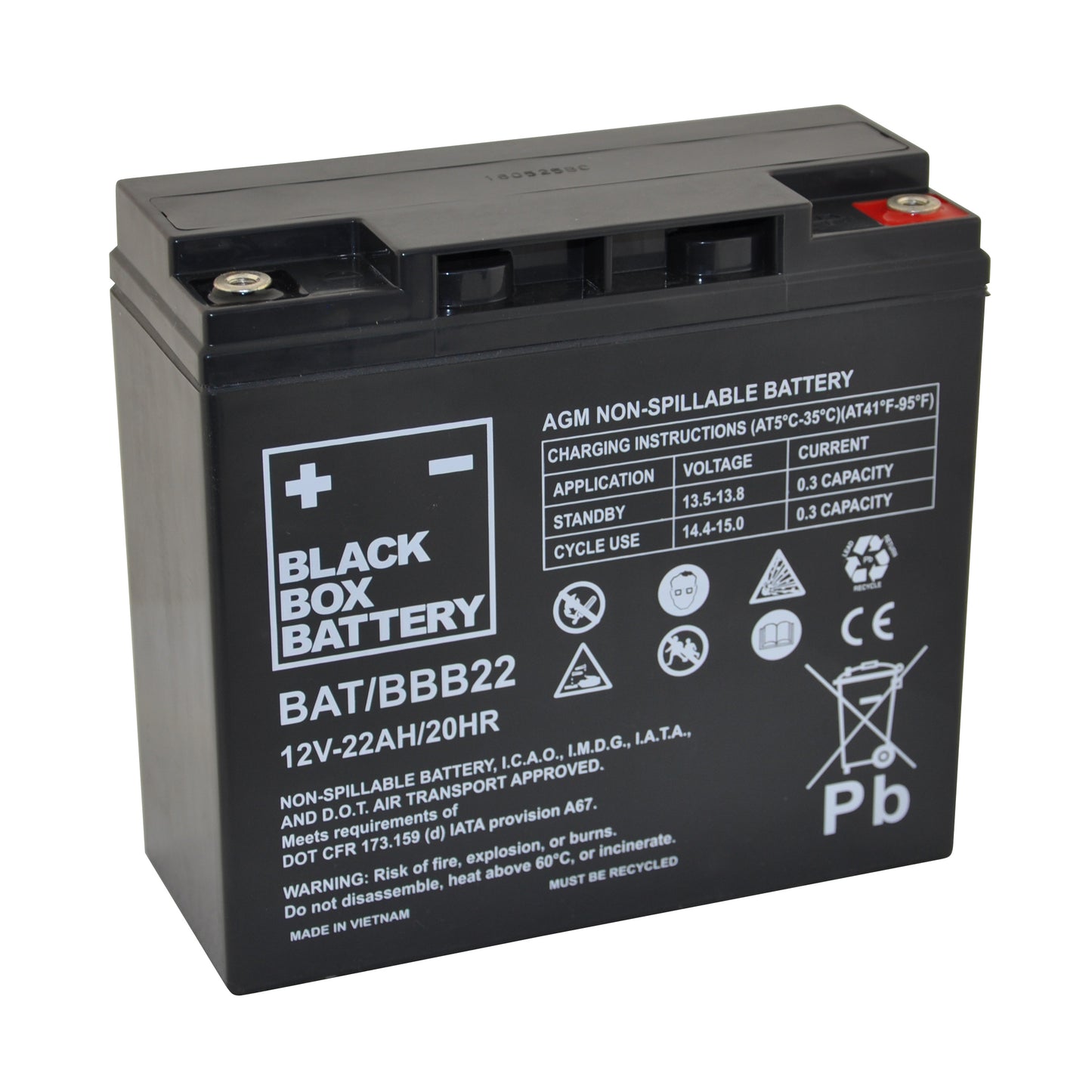 Black AGM battery by Keepmobile Scooters, showing the sturdy design and terminals for electric scooter power source.