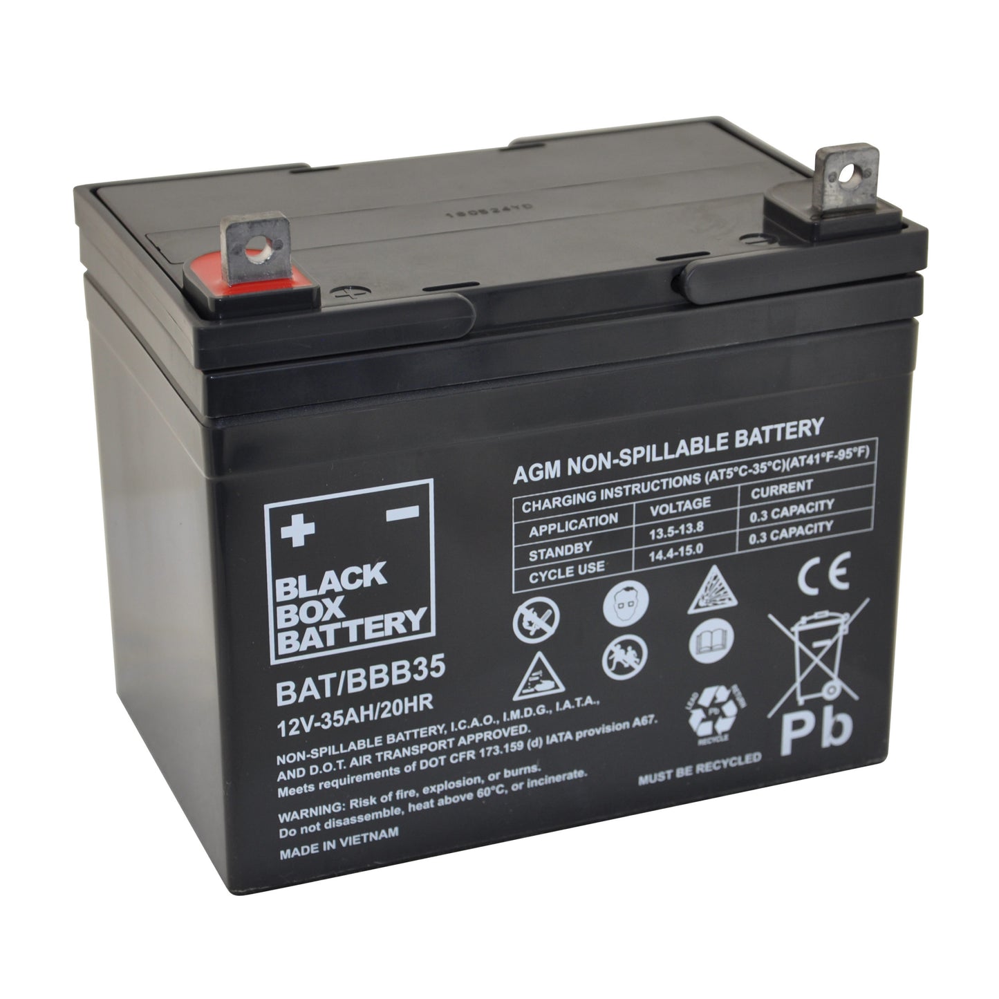 Black AGM battery for scooters, branded Keepmobile Scooters, with visible terminals and label in a close-up image.