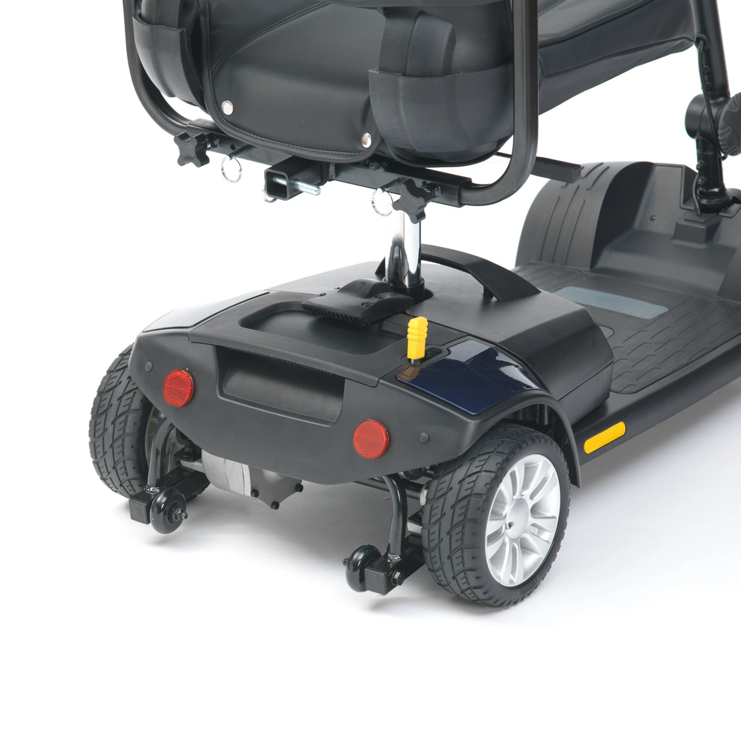 Blue DRIVE Drive Jaunt mobility scooter with comfortable seat and sturdy wheels, ideal for easy personal transportation.