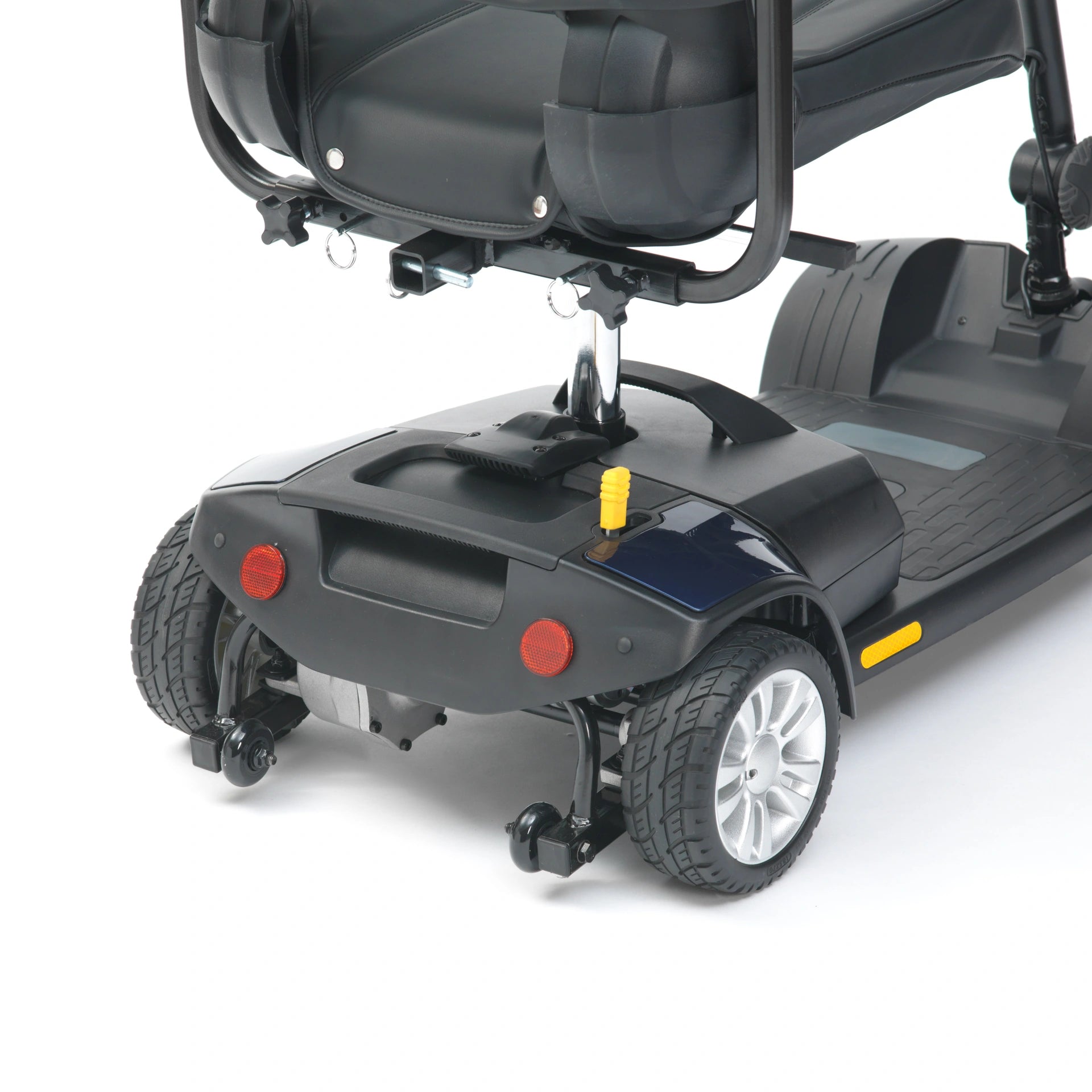 Blue DRIVE Drive Jaunt mobility scooter with comfortable seat and sturdy wheels, ideal for easy personal transportation.