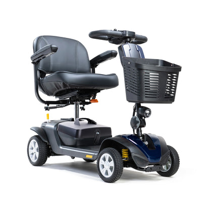 Drive Valiant mobility scooter in blue, featuring a comfortable seat and sturdy frame for easy outdoor travel.