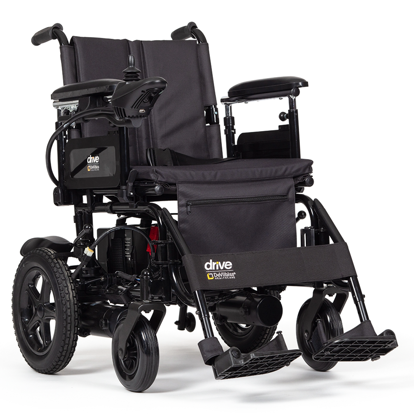 Drive Easy-Fold power wheelchair in black, compact and portable with easy folding design for convenient mobility.