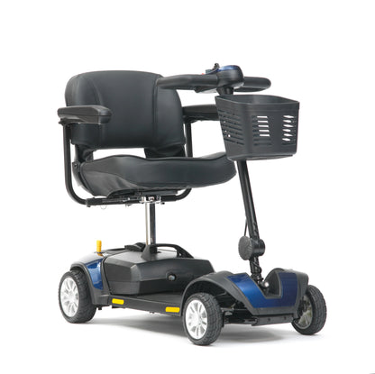 Drive Jaunt mobility scooter in black with four wheels, comfortable seat, and control panel, designed for easy outdoor travel.