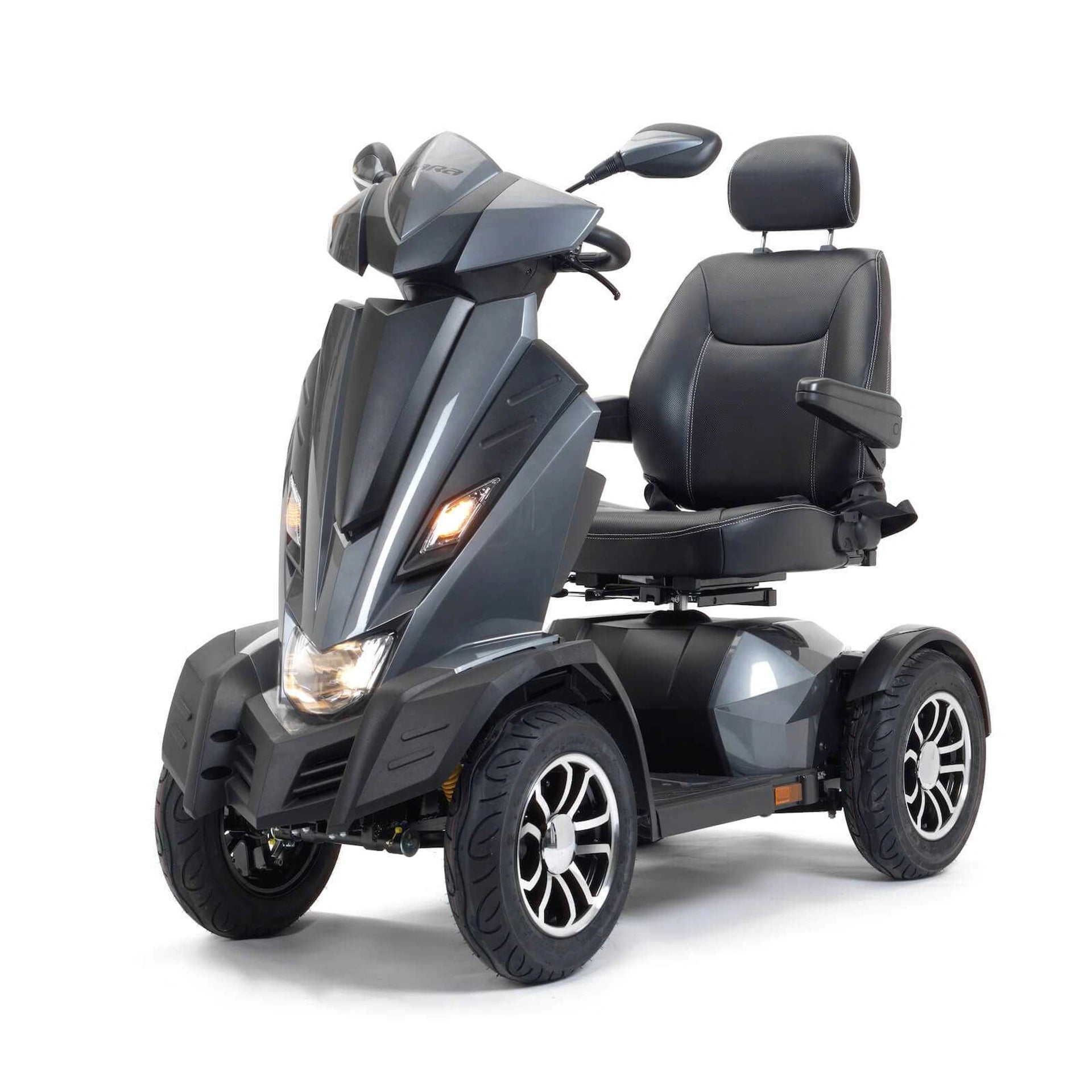 Drive King Cobra mobility scooter with a sleek design and sturdy build, suitable for comfortable outdoor travel.