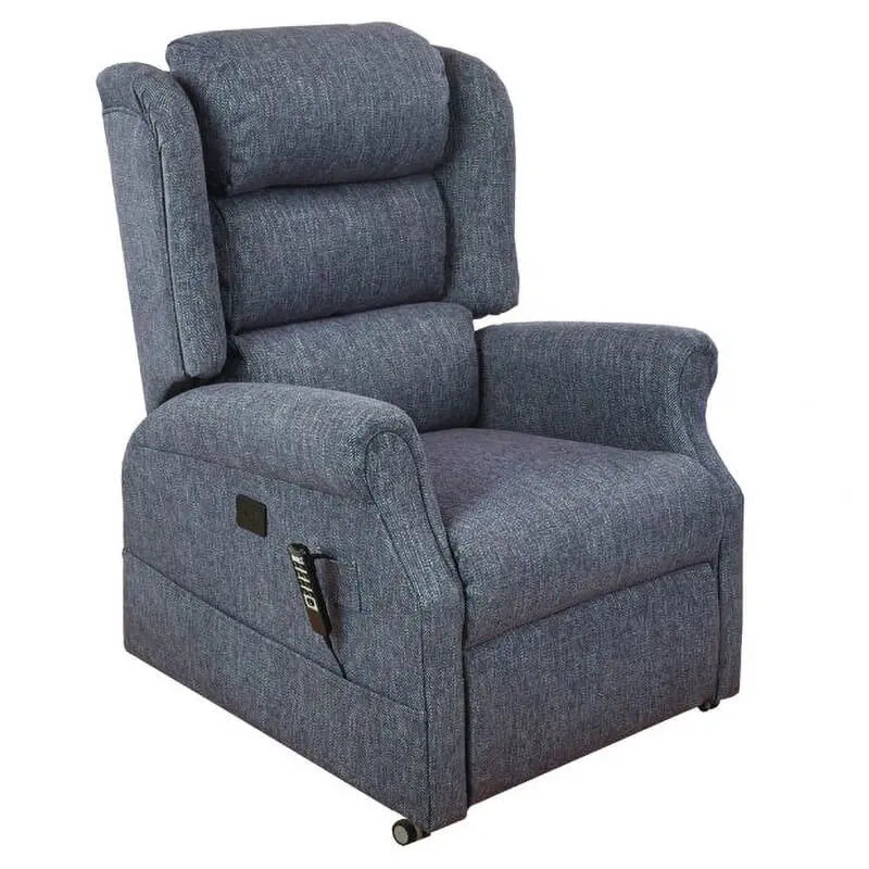 Keepmobile Scooters Iconic Waterfall Back recliner chair with quad motor and stylish waterfall design, shown in Thunderstorm color.