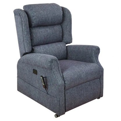Keepmobile Scooters Iconic Waterfall Back recliner chair with quad motor and stylish waterfall design, shown in Thunderstorm color.