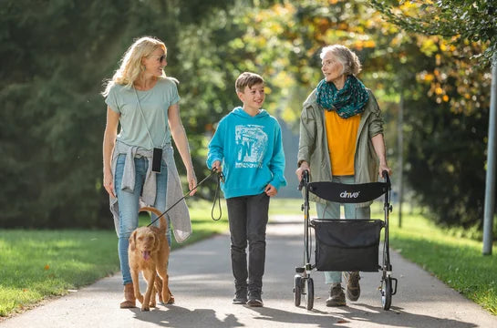 Drive Lightweight Nitro SL Rollator with ergonomic handles and sturdy frame, shown in a lifestyle setting for easy mobility.