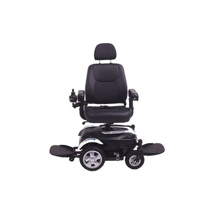 Electric Mobility Rhythm Seat Lift attached to a PowerChair, providing adjustable support and comfort for users.