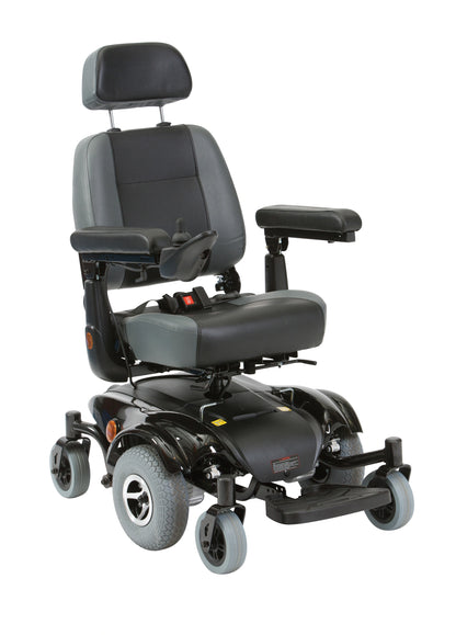 Drive Seren power wheelchair with captain's seat, featuring a sleek design and adjustable armrests for comfortable mobility.