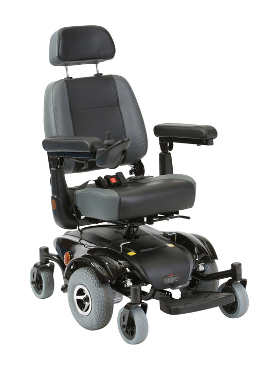 Drive Seren power wheelchair with captain's seat, featuring a sleek design and adjustable armrests for comfortable mobility.