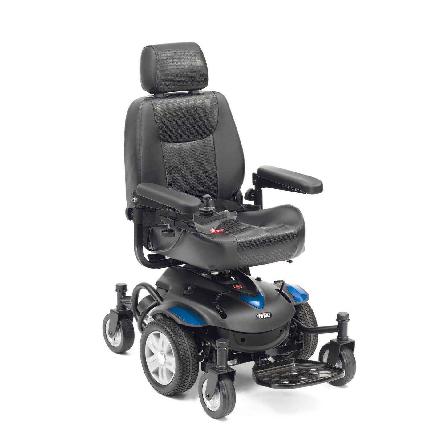 Drive Titan AXS power wheelchair with sleek design and joystick control, shown in a modern indoor setting.