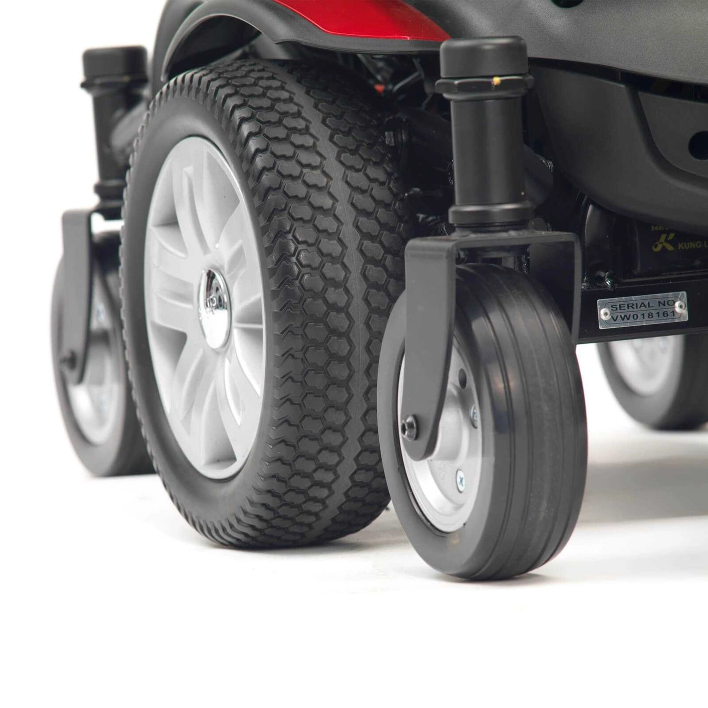 Drive Titan AXS power wheelchair with a sleek design and adjustable armrests, suitable for mobility and comfort.