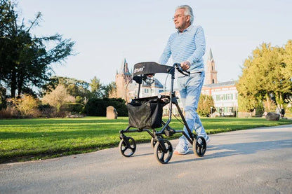 Drive Torro Acero rollator with adjustable handles and sturdy frame, designed for mobility support and outdoor use.