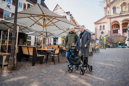 Drive Torro Acero rollator with sturdy steel frame, adjustable handles, and comfortable seat for mobility and support.