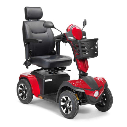 Red Drive Viper mobility scooter with comfortable seat and control panel, designed for easy outdoor travel.