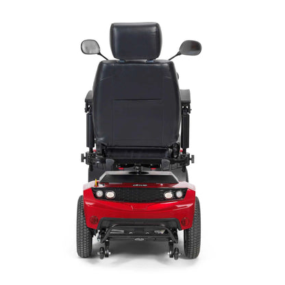 Red Drive Viper mobility scooter with a sleek design and sturdy build, perfect for comfortable outdoor travel.