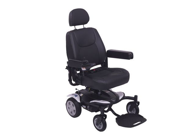 Electric Mobility Rascal Razoo power wheelchair with a compact design and adjustable seating for mobility and comfort.