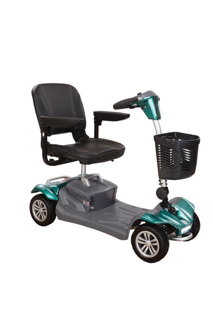 Electric Mobility Rascal Vista Liteway mobility scooter showing its compact design and seating for easy outdoor mobility.
