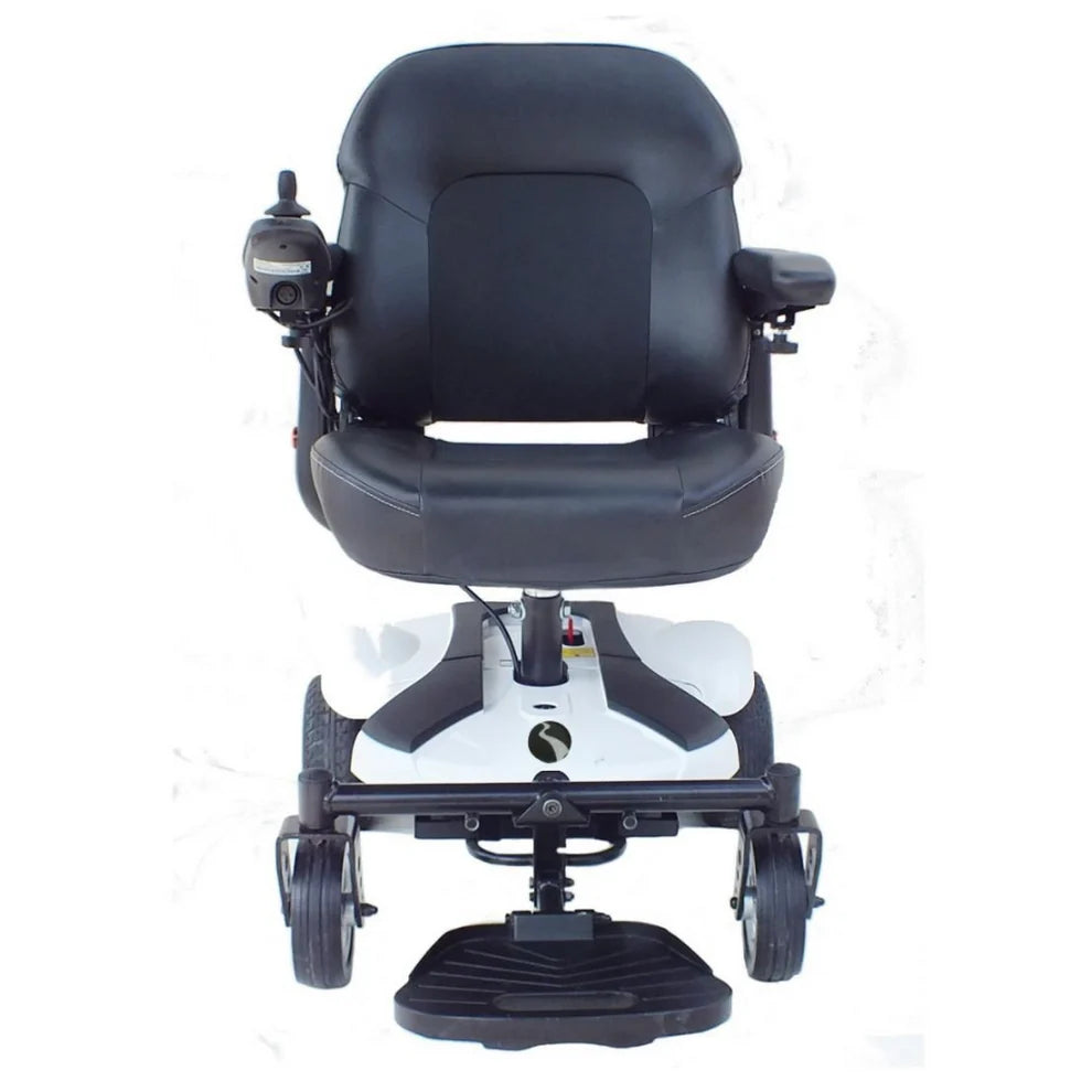 Electric Mobility Rascal Rio power chair, compact mobility scooter with seat and controls, designed for easy indoor and outdoor use.