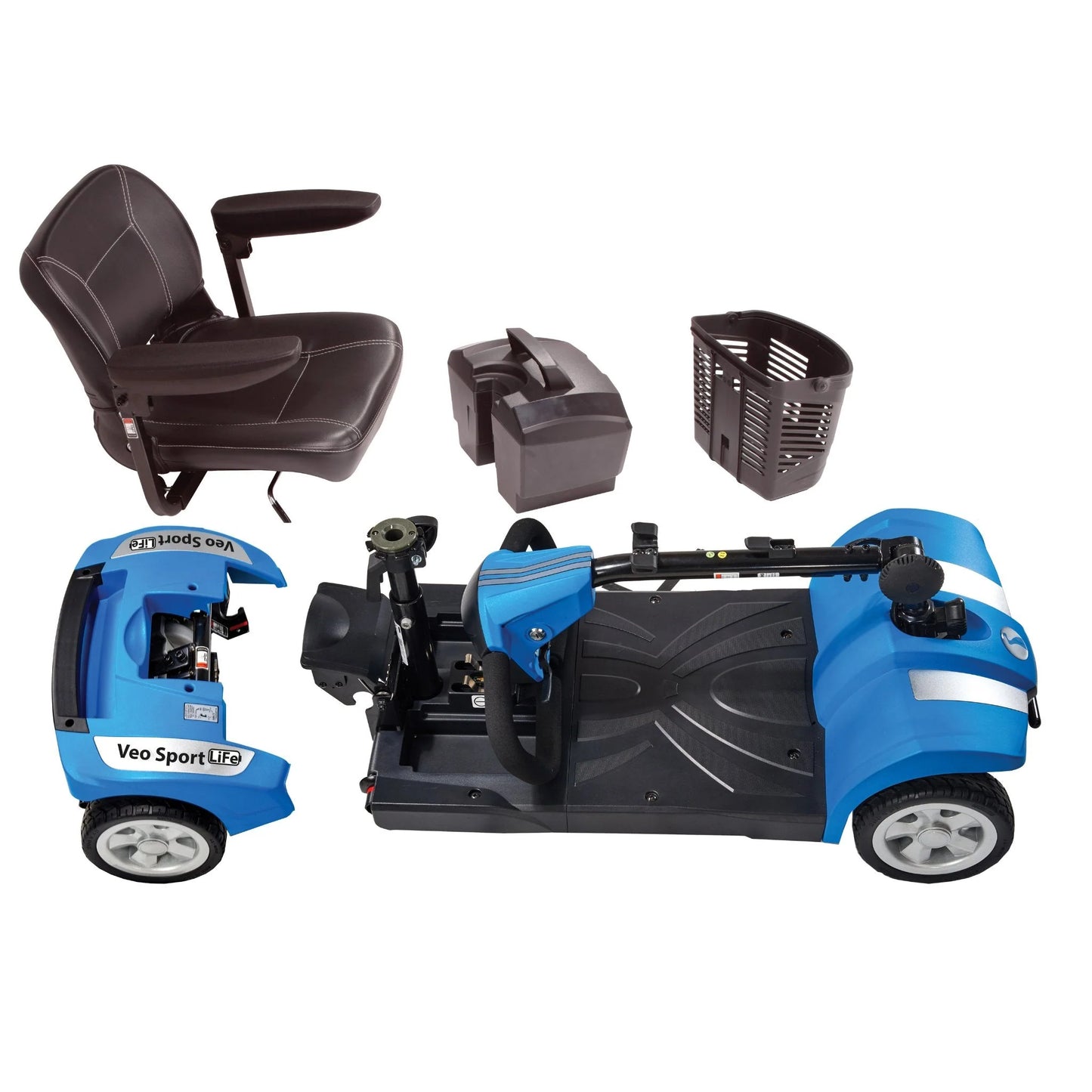 Electric Mobility Veo Sport LiFe mobility scooter with comfortable seat and sleek design, ideal for active users.