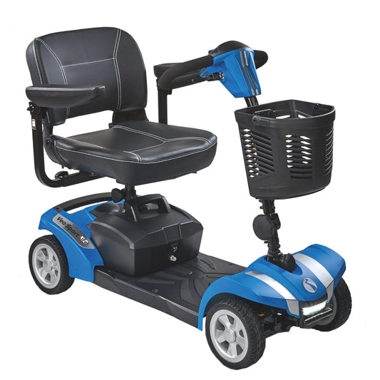 Electric Mobility Veo Sport LiFe mobility scooter with a sleek design, comfortable seat, and sturdy wheels for outdoor use.