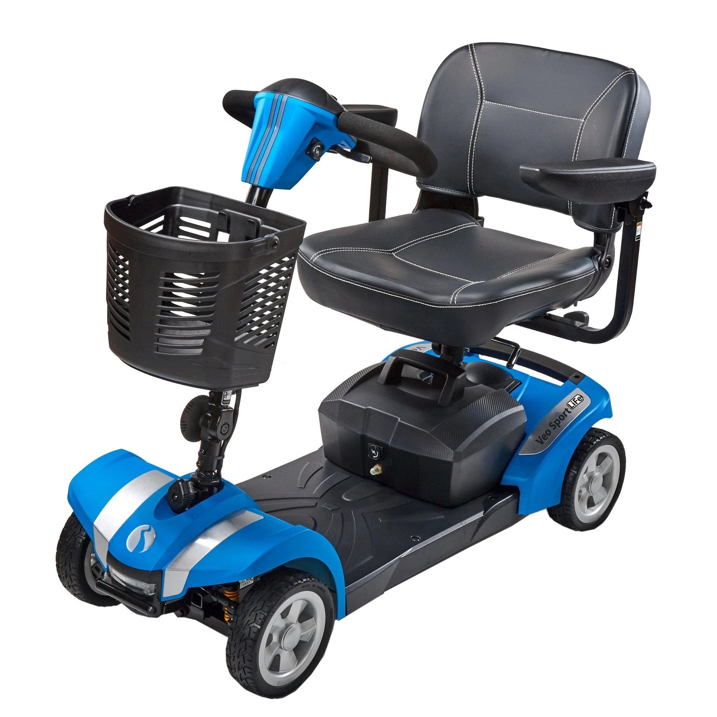Electric Mobility Veo Sport LiFe mobility scooter with sleek design, comfortable seat, and modern controls for outdoor travel.
