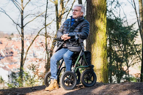 Drive Torro Outdoor Rollator with sturdy frame and large wheels, designed for outdoor mobility and stability.