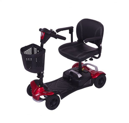 Red Electric Mobility Vippi mobility scooter with sleek design and comfortable seat for easy urban transportation.