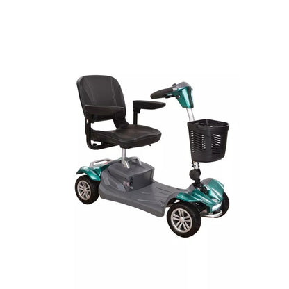 Electric Mobility Rascal Vista Liteway mobility scooter with a sleek design, adjustable seat, and large wheels for outdoor use.