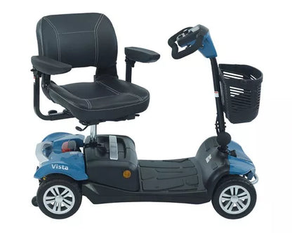 Blue Rascal Vista mobility scooter by Electric Mobility with comfortable seat and sturdy frame for easy outdoor travel